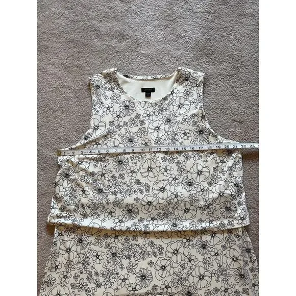 J.Jill Wearever Layered Tiered Sleeveless Dress Size XLP Cream Floral Stretch - Picture 7 of 8